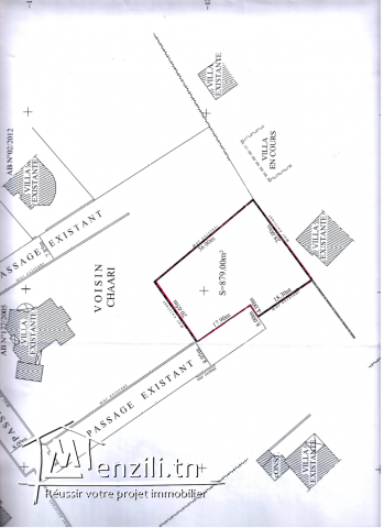 terrain de 880 m² à vendre rte Tunis Sfax