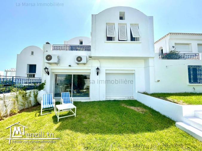 A Louer villa s3 meublée vue mer avec jardin à Gammarth