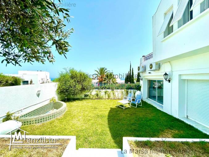 A Louer villa s3 meublée vue mer avec jardin à Gammarth