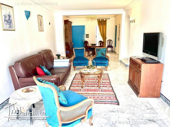 A Louer villa s3 meublée vue mer avec jardin à Gammarth