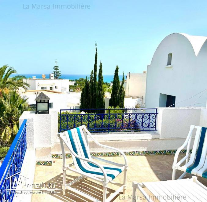 A Louer villa s3 meublée vue mer avec jardin à Gammarth