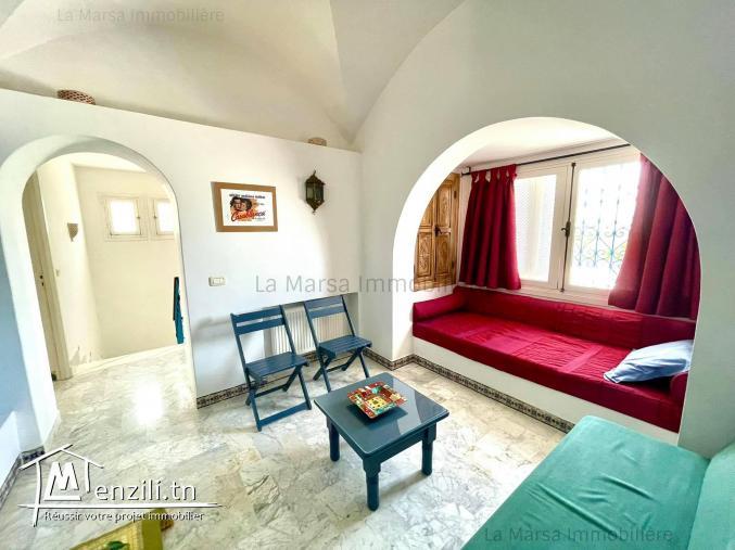 A Louer villa s3 meublée vue mer avec jardin à Gammarth