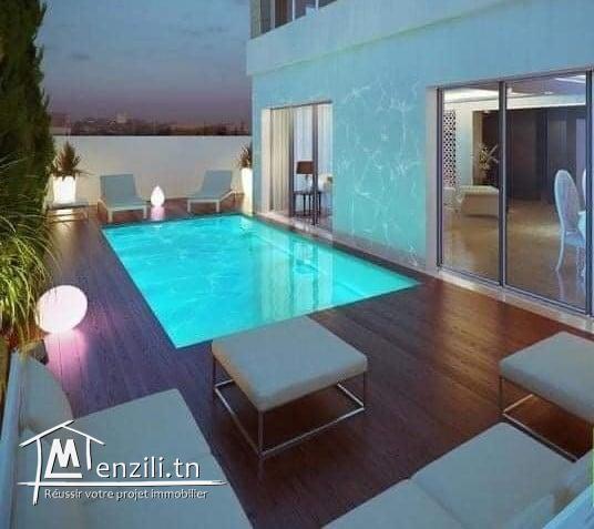 A Louer un rdc s2 avec piscine aux Jardins de Carthage