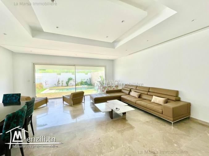 A Louer Triplex s3 avec piscine et jardin à Gammarth