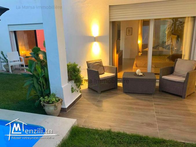 A Louer rdc s3 avec piscine et jardin à Gammarth
