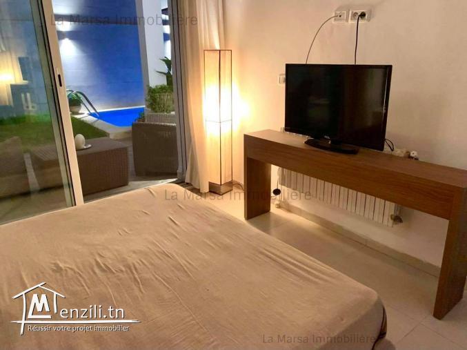 A Louer rdc s3 avec piscine et jardin à Gammarth