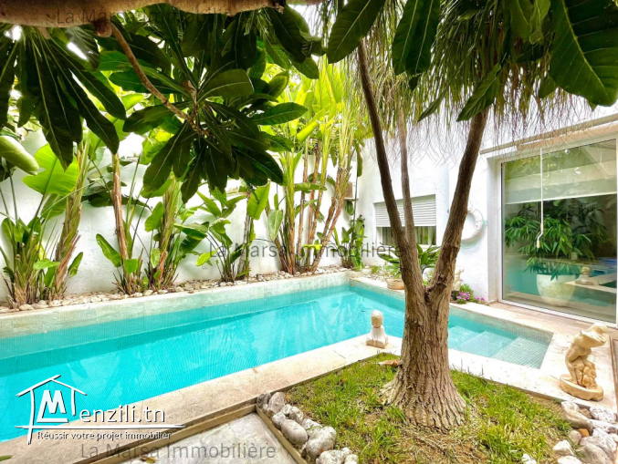 A Louer luxueuse villa s3 avec piscine et jardin à Carthage