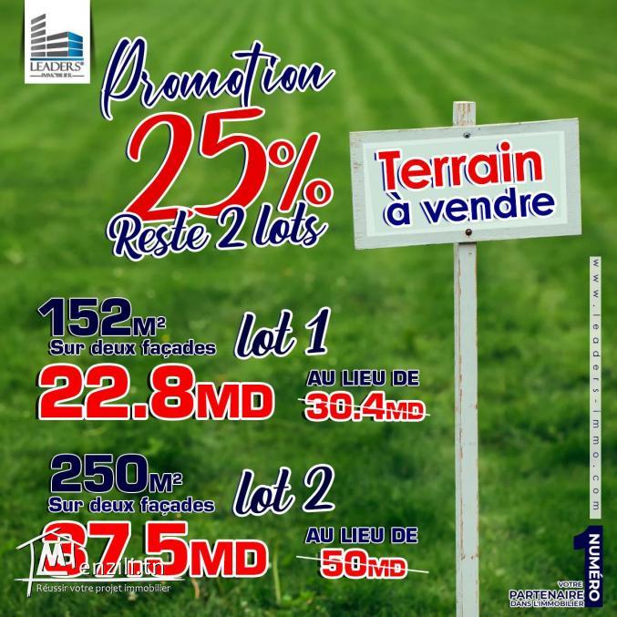 terrain en promotion constructible 200 mètre de la route principale à Kélibia