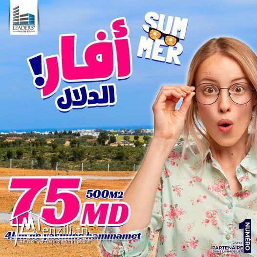 Vente terrain 4 Km à Yasmine Hammamet / ????☎27246327