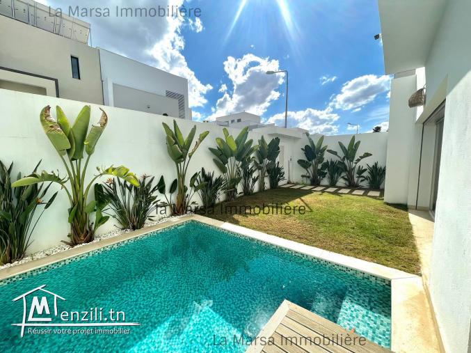 A Louer villa s5 avec piscine et jardin à Gammarth