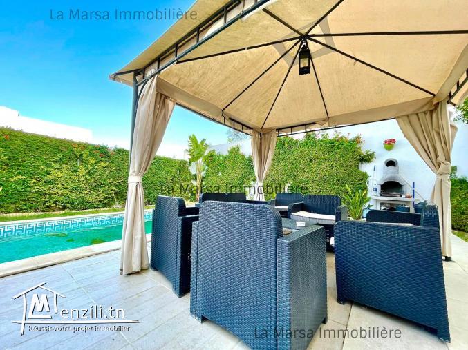 A Louer rdc s1 meublé avec piscine et jardin à Gammarth Supérieur