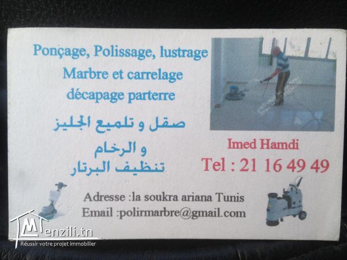 Polissage lustrage marbre carrelage nettoyage parterre