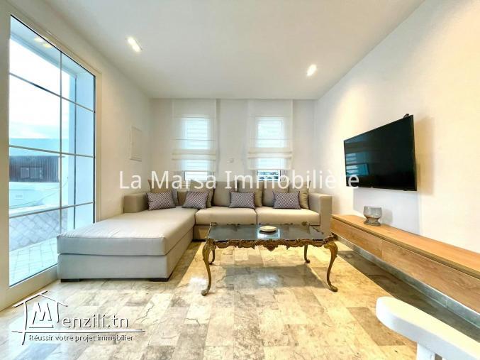 A Louer rdc s1 meublé vue mer avec jardin à La Marsa