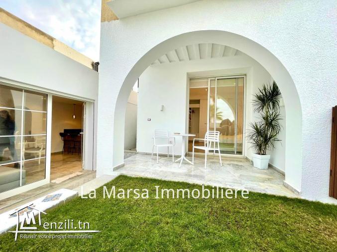 A Louer rdc s1 meublé vue mer avec jardin à La Marsa