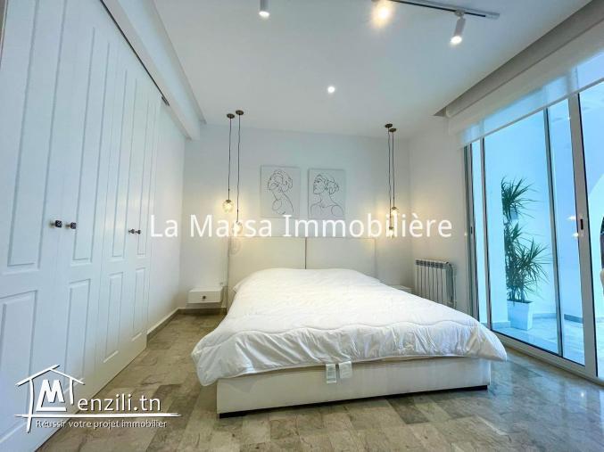 A Louer rdc s1 meublé vue mer avec jardin à La Marsa