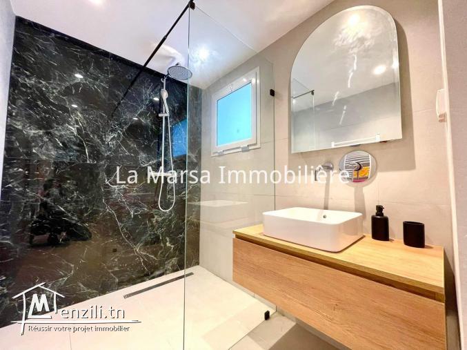 A Louer rdc s1 meublé vue mer avec jardin à La Marsa