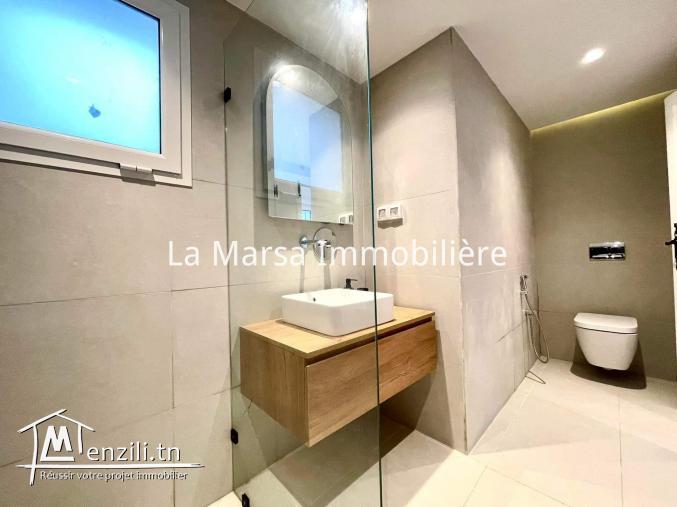 A Louer rdc s1 meublé vue mer avec jardin à La Marsa