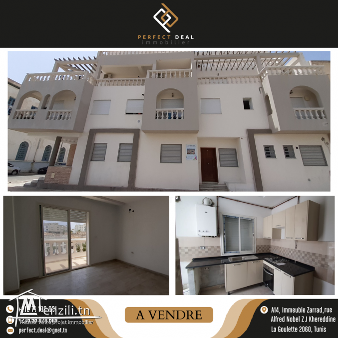 A VENDRE un appartement S+2 neuf à la GOULETTE.