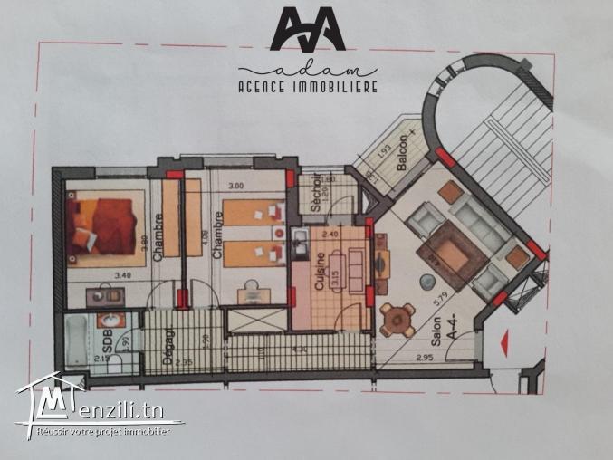 Appartement S+2 de 100m² à Cité el wafa (AFH2)