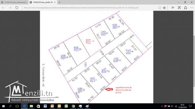 A Vendre un terrain au Jardins El Menzah 2
