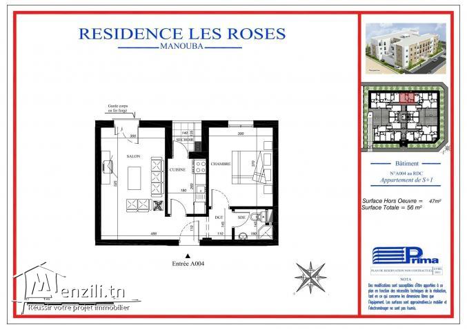 Promoteur vend S+1 à Manouba avec place de parking au sous-sol