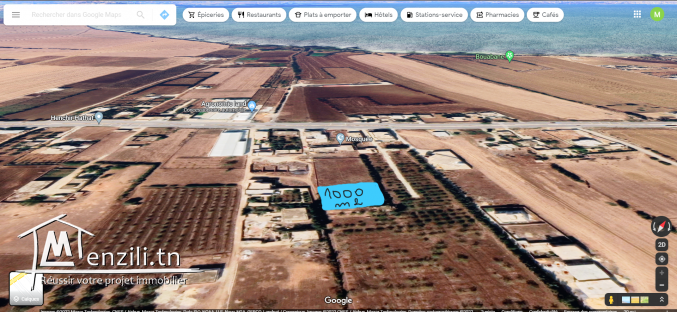 . للبيع قطعة أرض بالحتحات مساحتها 1000 متر مربع