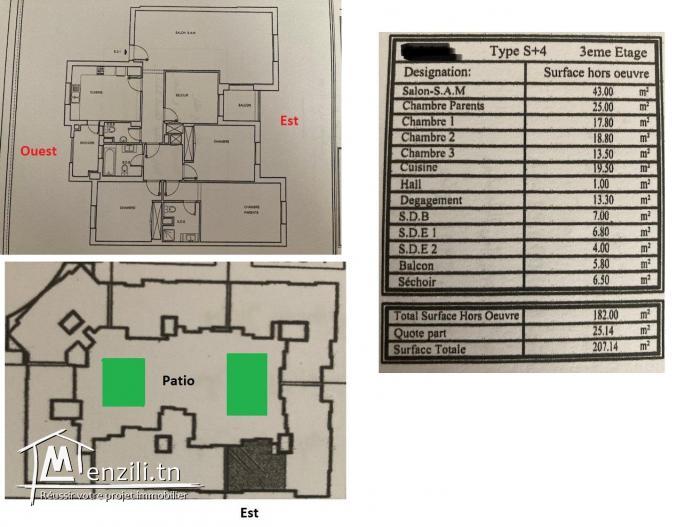 S+4 du coté de carrefour market Ghazella
