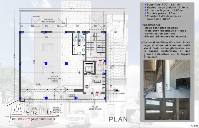 Local commerciale à louer de 121 m2 ben arous ezzahra medina