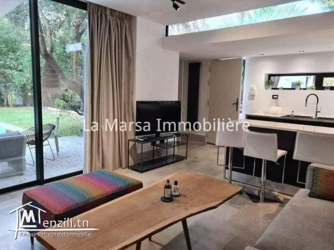 A Louer un loft s1 meublé avec piscine et jardin, La Marsa
