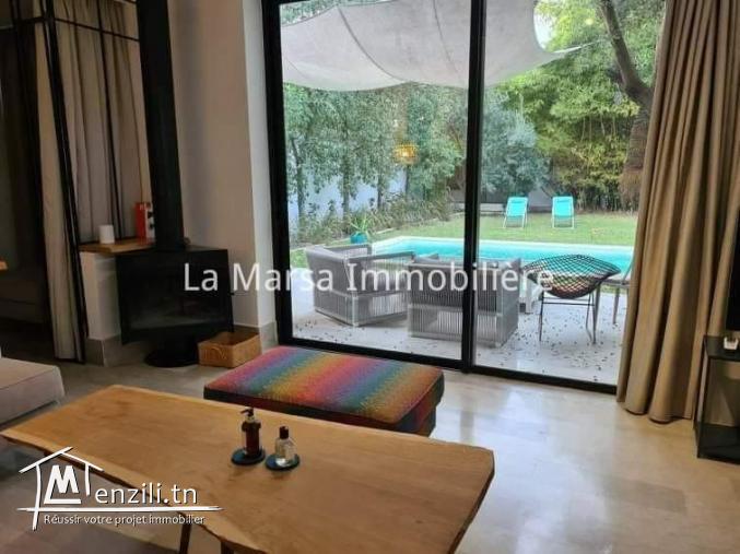 A Louer un loft s1 meublé avec piscine et jardin, La Marsa
