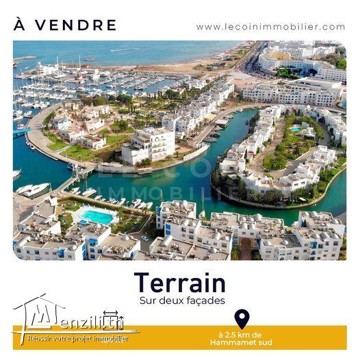 ارض ذات واجهتين تبعد 2.5 كم على ياسمين الحمامات⛔????