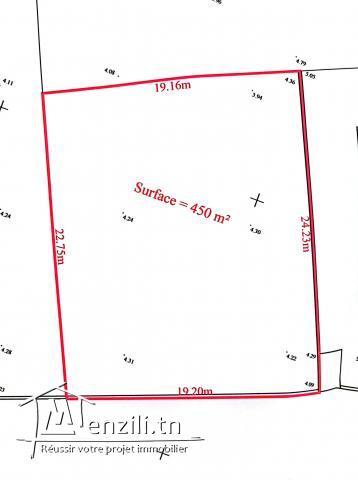 A Vendre Terrain 450m² a Dar Fadhal, La Soukra