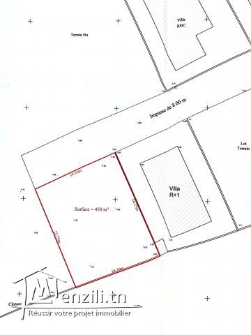 A Vendre Terrain 450m² a Dar Fadhal, La Soukra