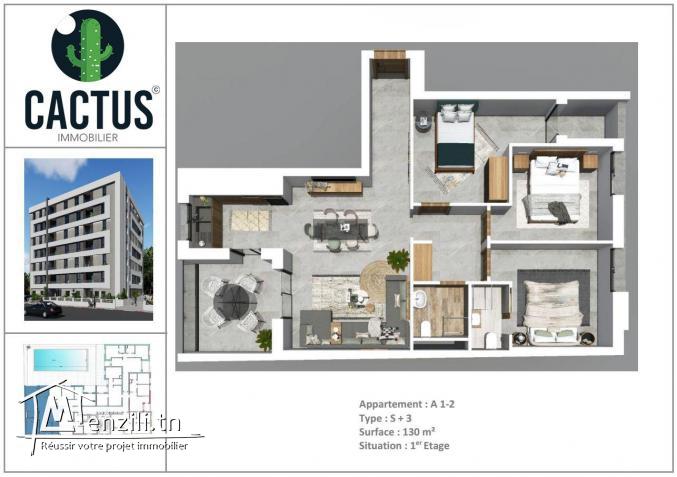 S+3 de 130m² à Cité el Wafa