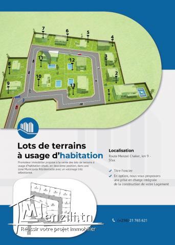 Lots de terrains à usage d'habitation