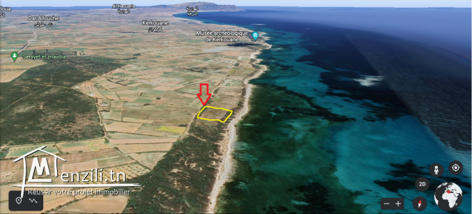 Terrain à vendre pieds dans l'eau à Kerkouan