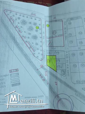 Terrain sur la route principale de Tunis