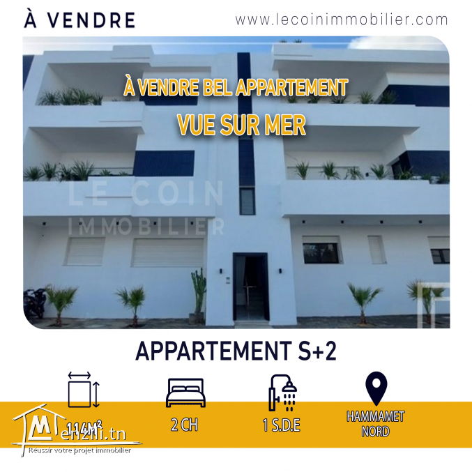 des #appartements neufs S+2 à #Hammamet à proximité du palais présidentiel.
