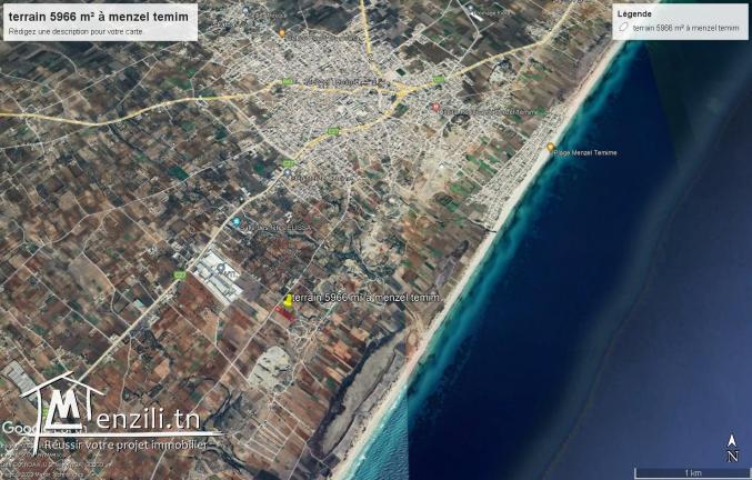 VT790:Terrain agricole 5966 m² à menzel temim