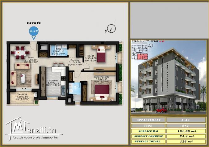 à vendre s+2 en cours de construction et vue sur mer