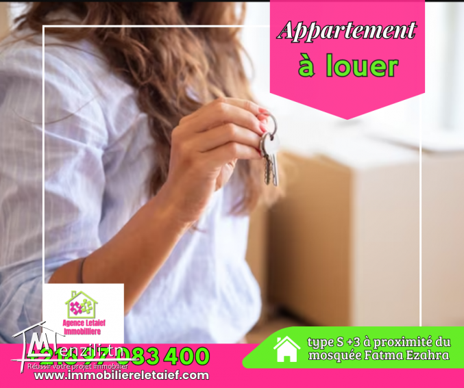 Appartement type S +3 à proximité du mosquée Fatma Ezahra