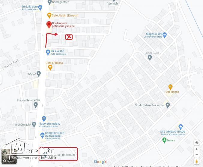 Terrain cloturé avec garage