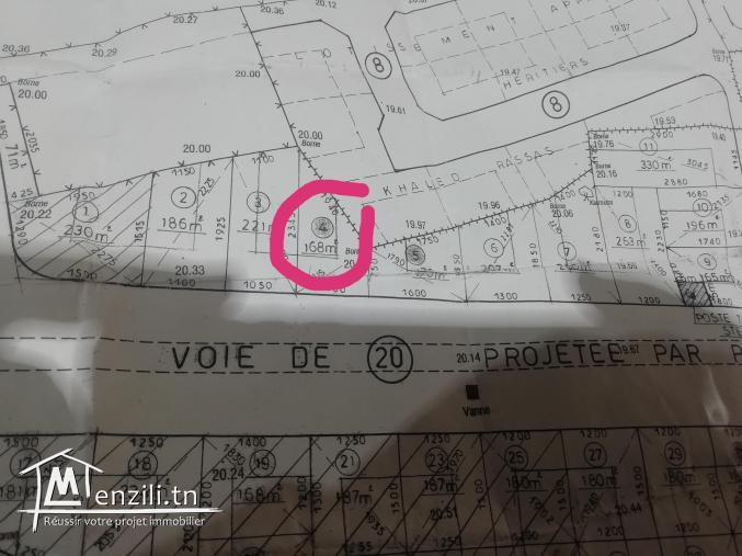 terrain nu a moknine 168 m2