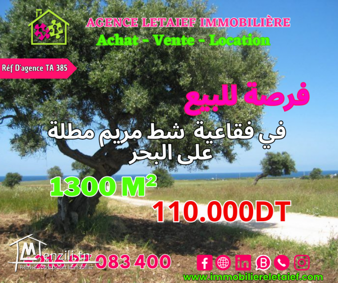 Terrainde1300m²de110000dtaFoukaia