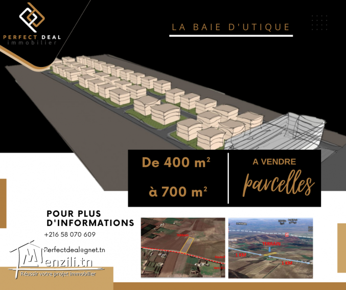 Parcelles de terrain à vendre à UTIQUE.