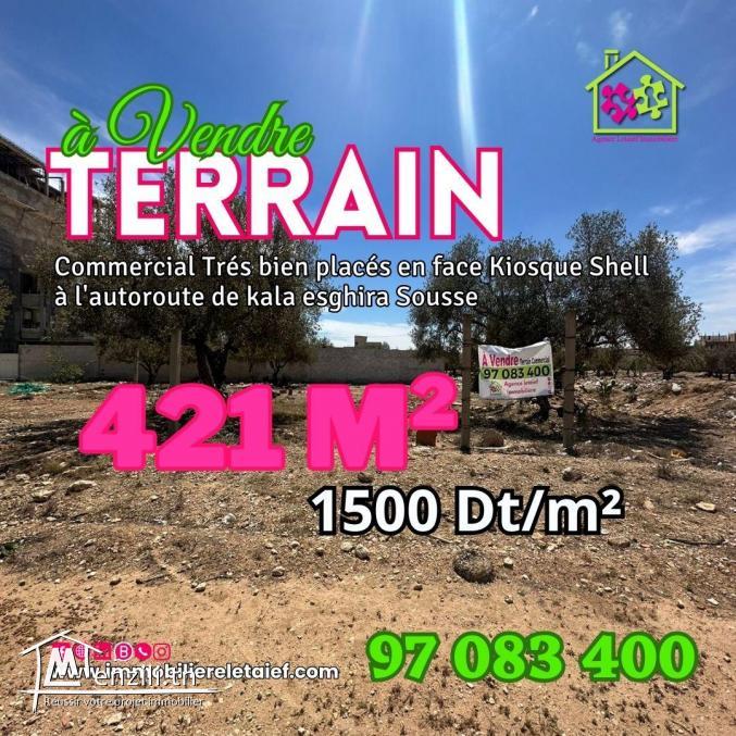 Terrain de 421m² à l'entré de Kala Esghira