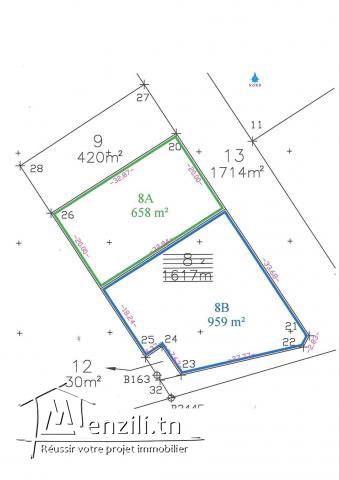 Terrain viabilisé la Soukra