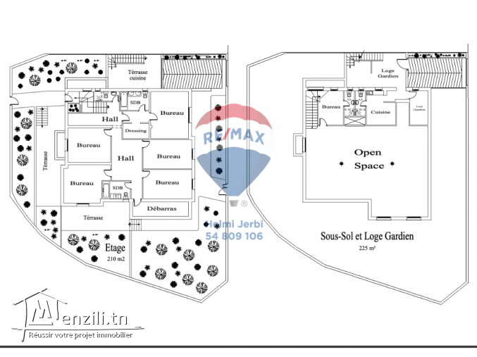 Villa à usage bureautique à El Menzah9 à louer