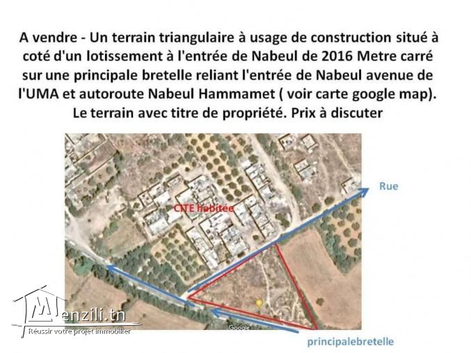 Vente terrain à l'entrée de Nabeul
