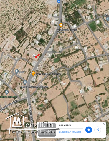 Terrain sur route principal du capzbib (bizert)810m²